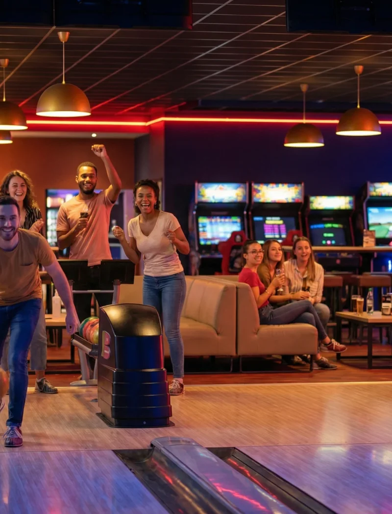 Groupes d’amis profitant d’activités indoor en soirée à Nîmes